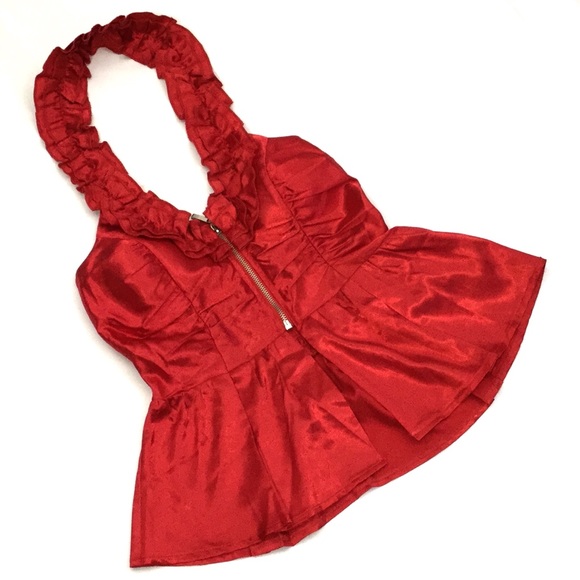 Cute Silky Red Halter Top - Picture 3 of 4